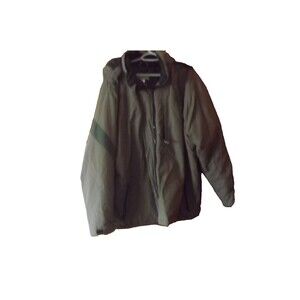 LL Bean Insulated Jacket Mens XXL Olive Green Winter Ski Coat Hooded Zip Y2K